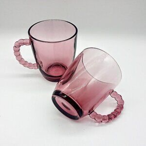 Ambiance Crystal Beaded Lavender Glass Mugs